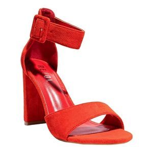 REVOL Canada Rumors Women's Red Fashion Open Toe Chunky Heel Pumps Party Shoes